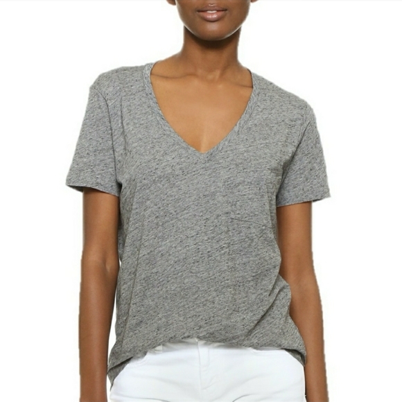 ‼SOLD‼ Madewell Whisper V-neck pocket Tee Gray - Picture 3 of 11